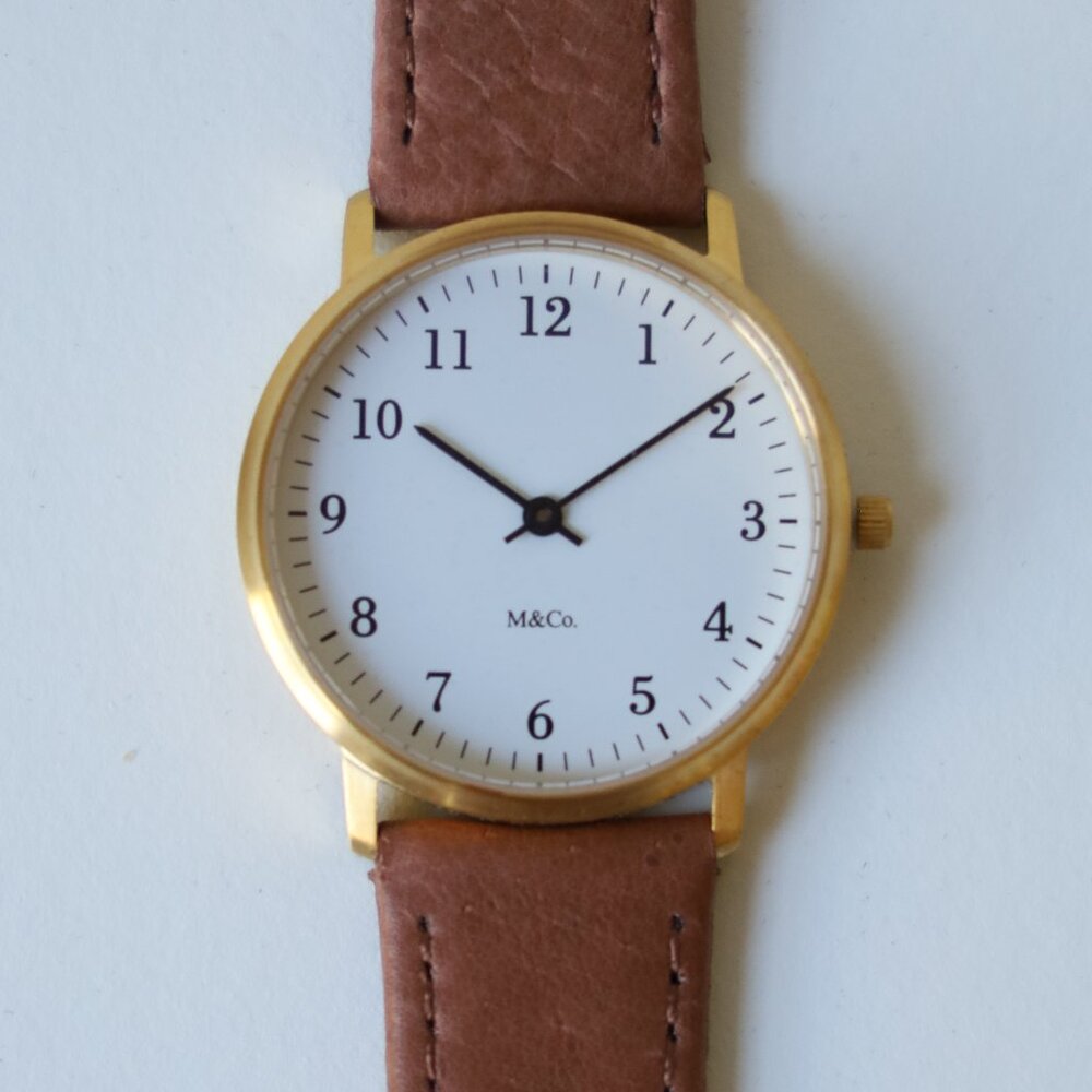 Brass Bodoni Watch 40mm - Brown Leather Band